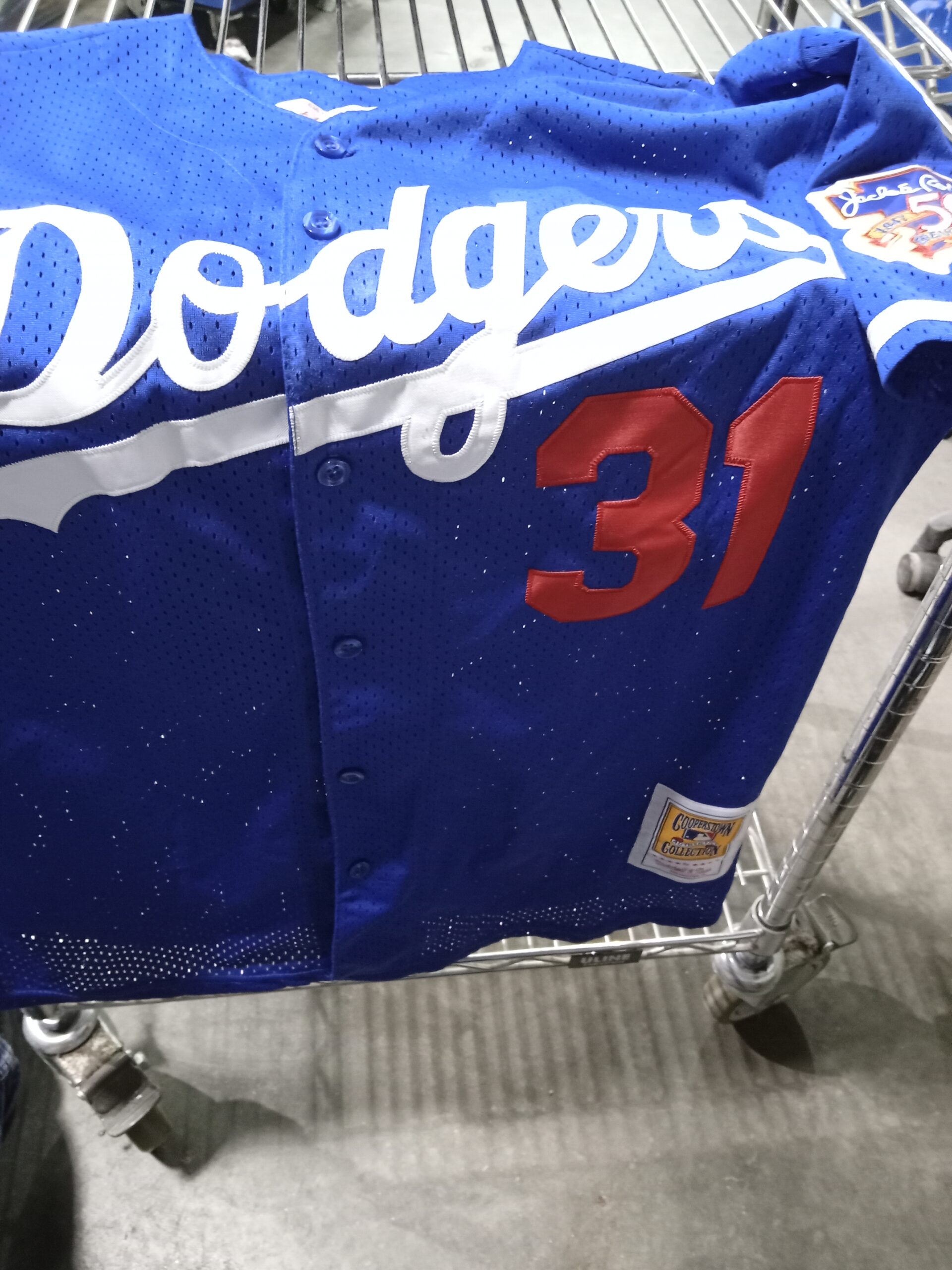 AUTHENTIC …Mitchell & Ness Mike Piazza LA Dodgers Jersey Jackie Robinson  Patch Size L (youth) worn ( LIke New) – Rescue Missions Ministries Thrift  Store